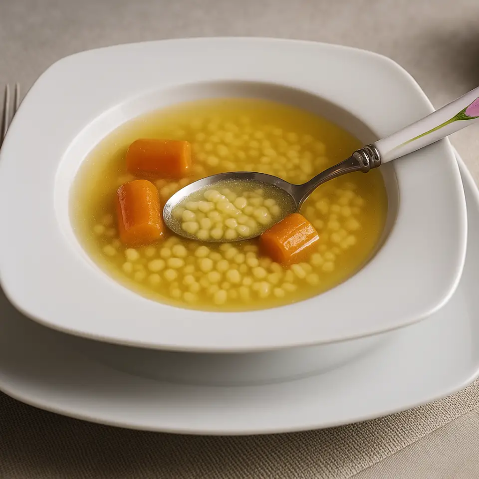 Húsleves gazdagon, reszelt tésztával