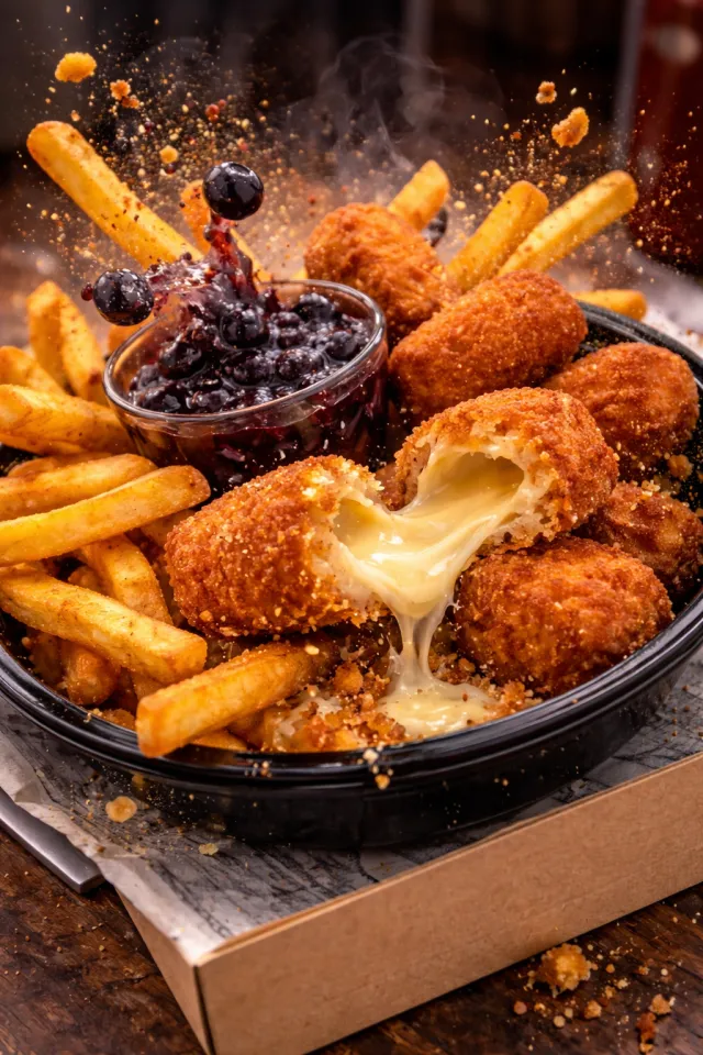 Camembert hasábbal áfonyával